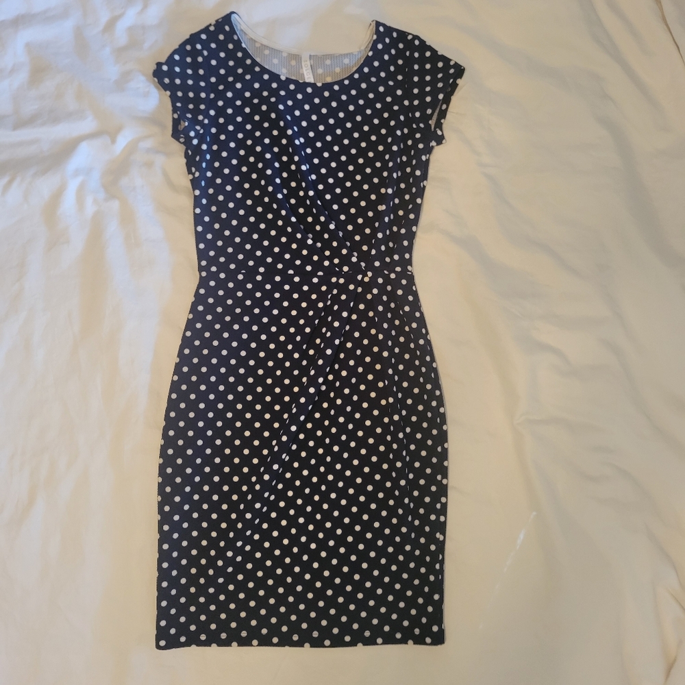 NWOT Ruched Waist Polka Dot Dress